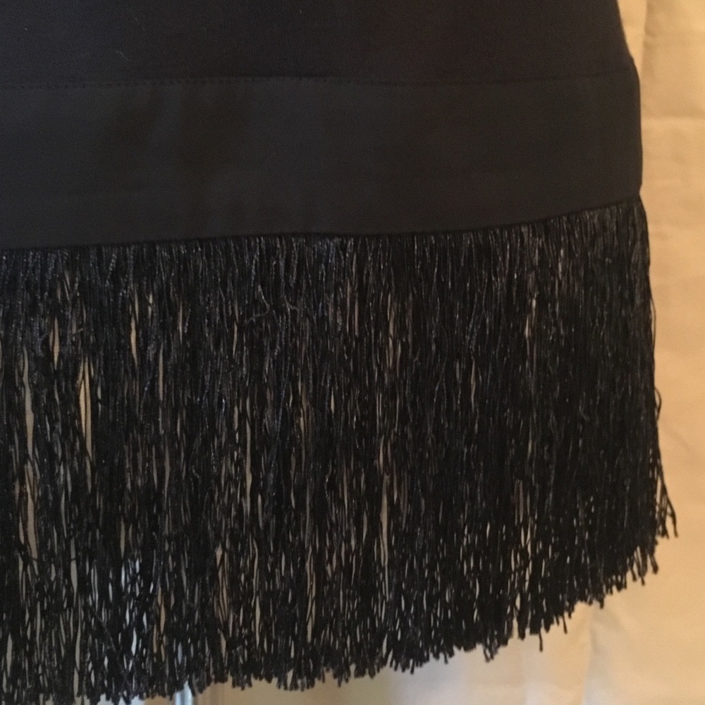 J Crew Chiffon Yoke Fringe Black Tank Sz XS - Picture 6 of 8